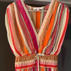 Colorful Striped V-Neck Dress